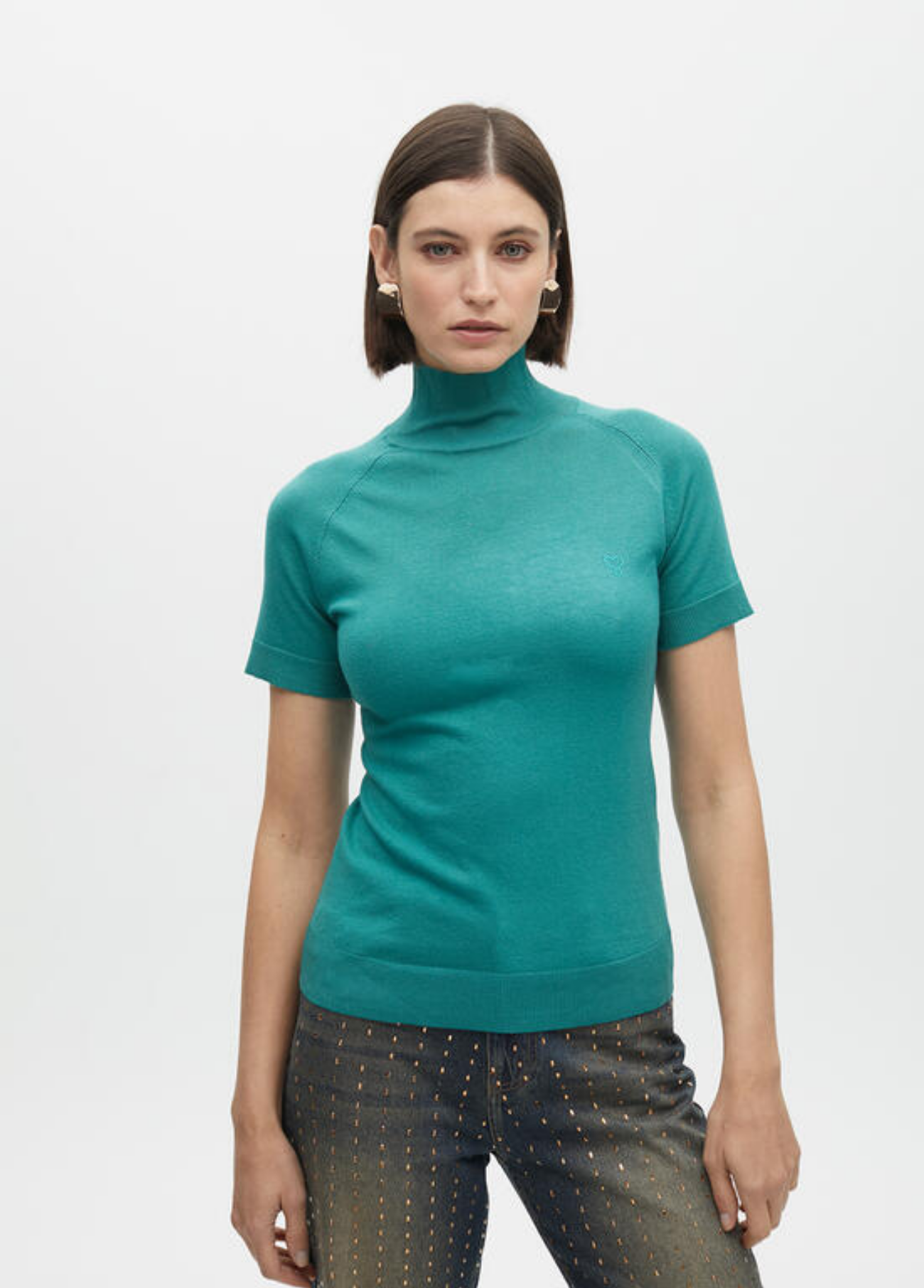 CAMISOLA GOLA SUBIDA MANGA CURTA - LOLA CASADEMUNT