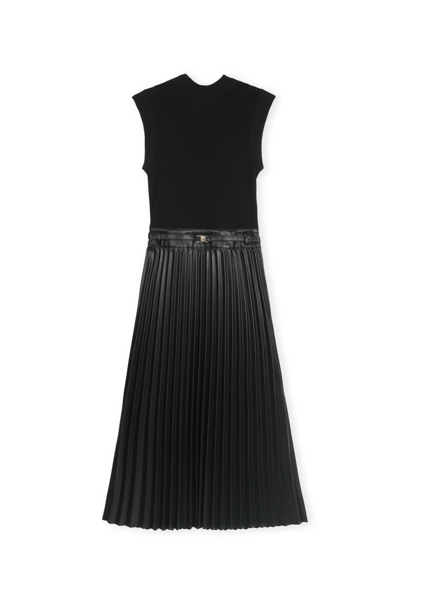 VESTIDO MIDI ELEGANTE COM SAIA PLISSADA E CINTO - LOLA CASADEMUNT