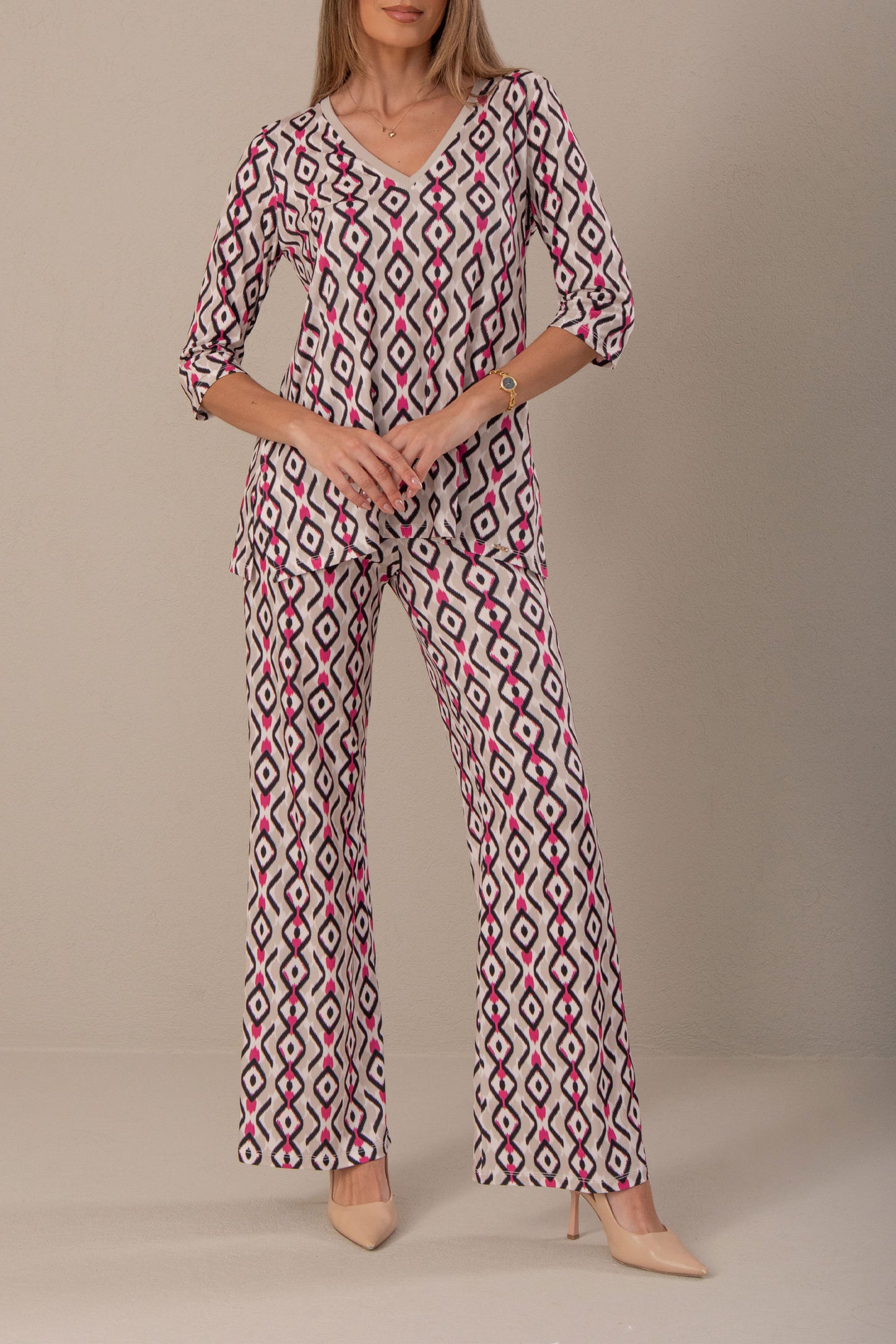 TÚNICA DE MALHA FLUIDA ESTAMPADA - FERRACHE