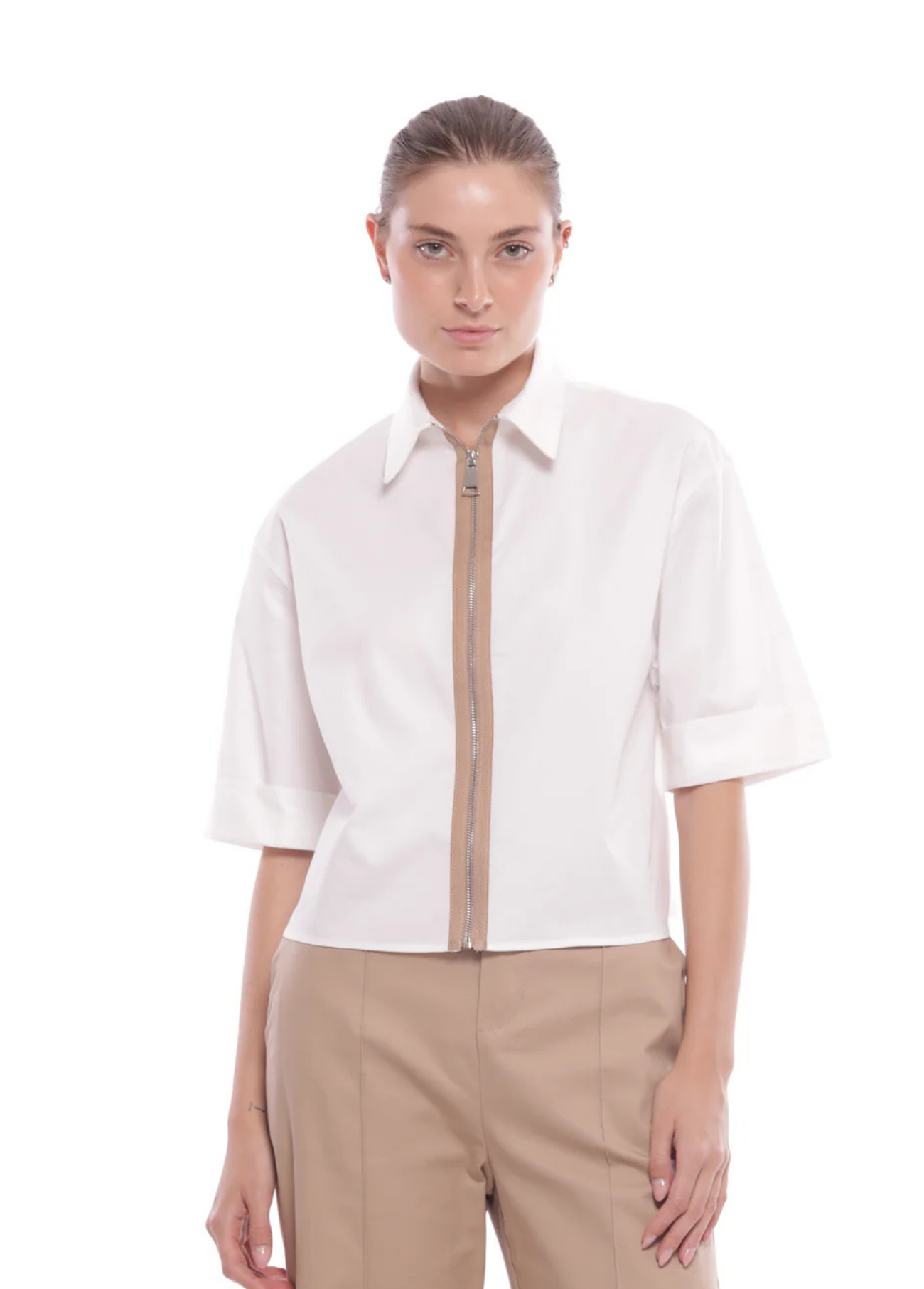 BLUSÃO CROPPED COM ZÍPER - MIMI MUA