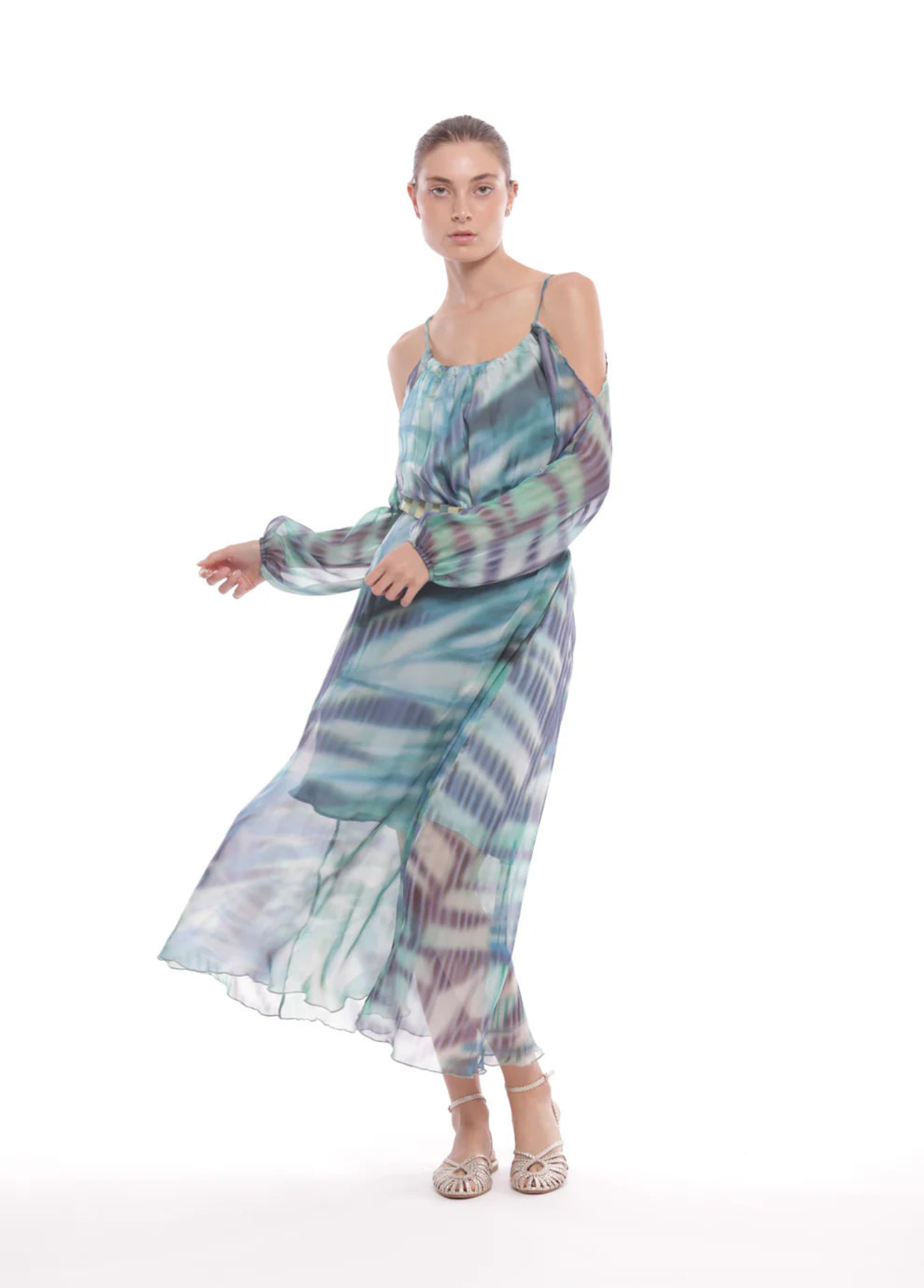 VESTIDO LONGO COM ESTAMPA TIEDYE - MIMI MUA