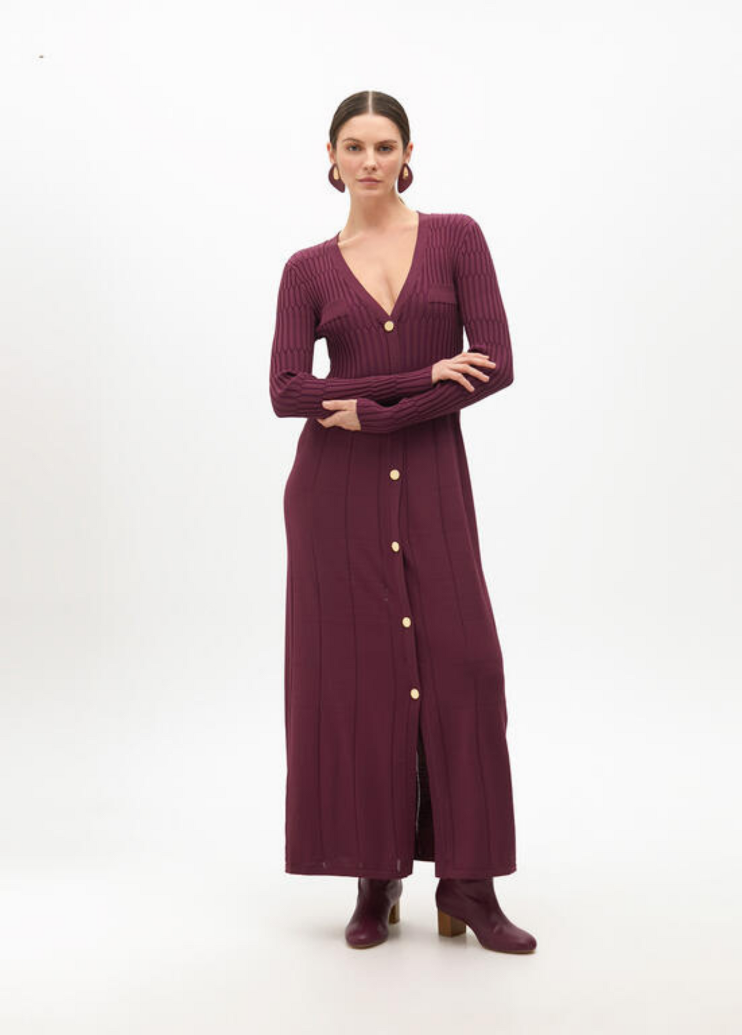 VESTIDO DE MALHA COM BOTÕES - LOLA CASADEMUNT