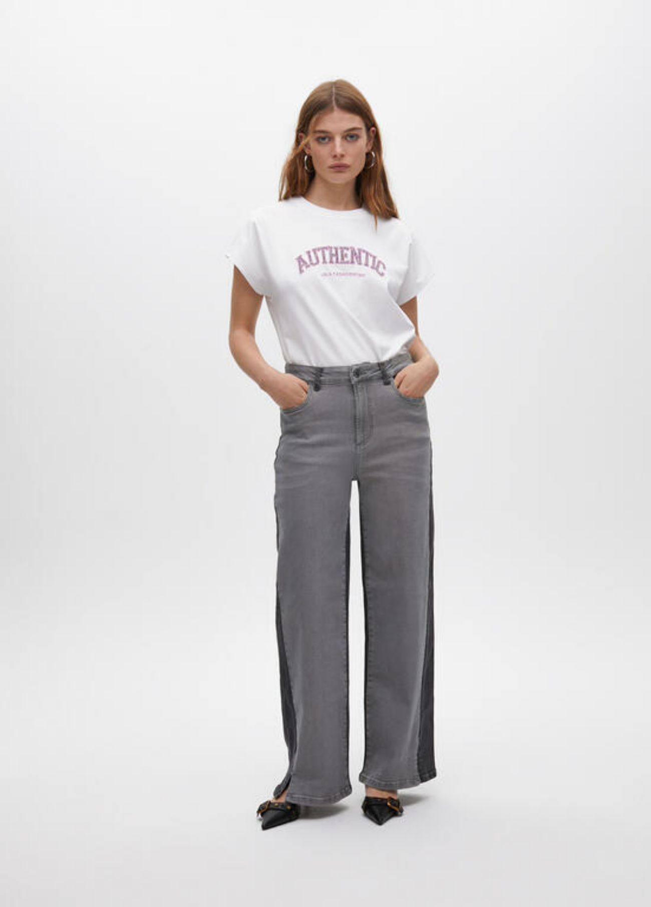 JEANS PERNA LARGA CONTRASTE BICOLOR - LOLA CASADEMUNT