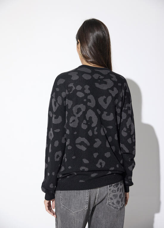 JERSEY CINZA COM ANIMAL PRINT E STRASS - LOLA CASADEMUNT