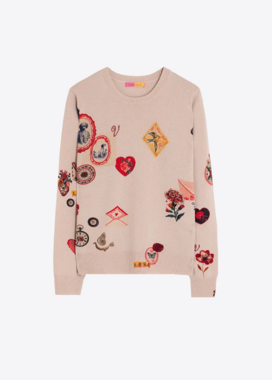 SUÉTER TRICOTADA COM ESTAMPADO VINTAGE - VILAGALLO