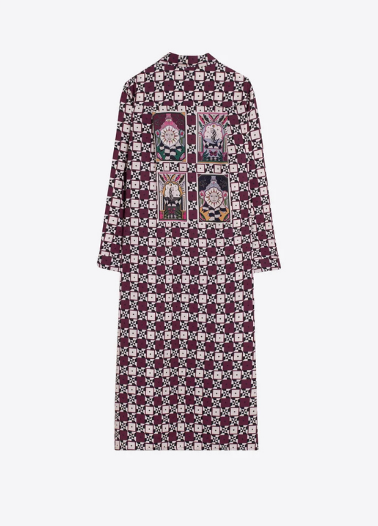 VESTIDO MIDI COM ESTAMPADO MARINHO E BORDEAUX - VILAGALLO