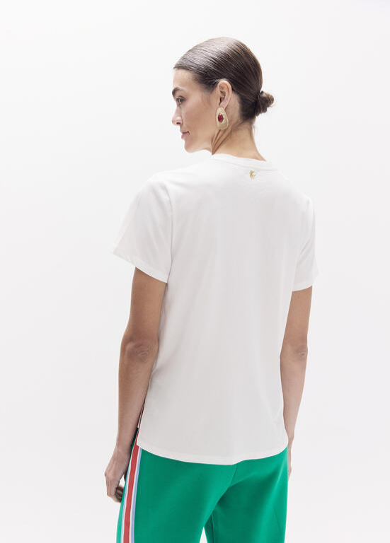 T-SHIRT BRANCA COM LOLA EM CONTRASTE VERDE E VERMELHO - LOLA CASADEMUNT