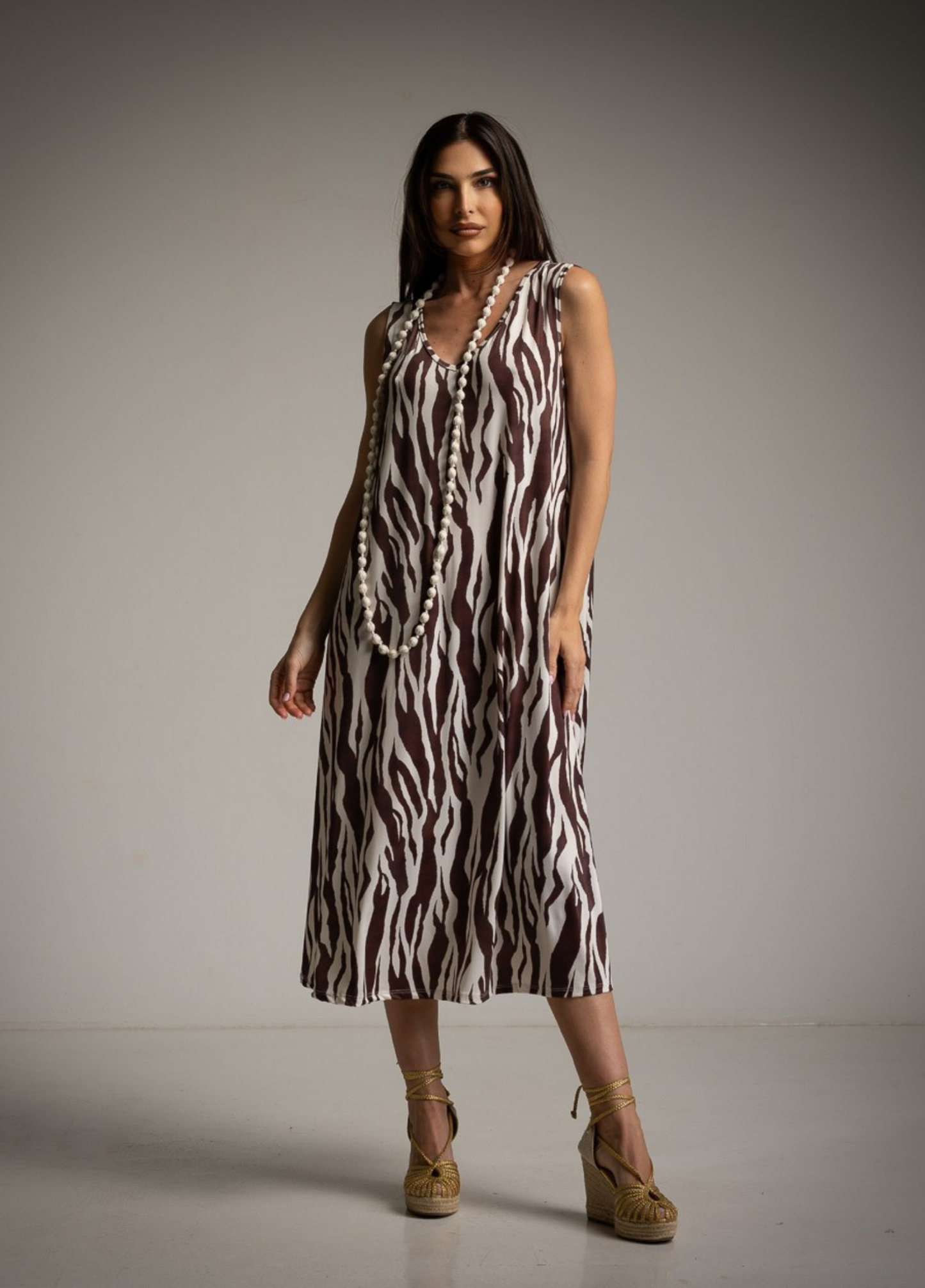 VESTIDO ZEBRADO EM MALHA FRIA - ALIBY