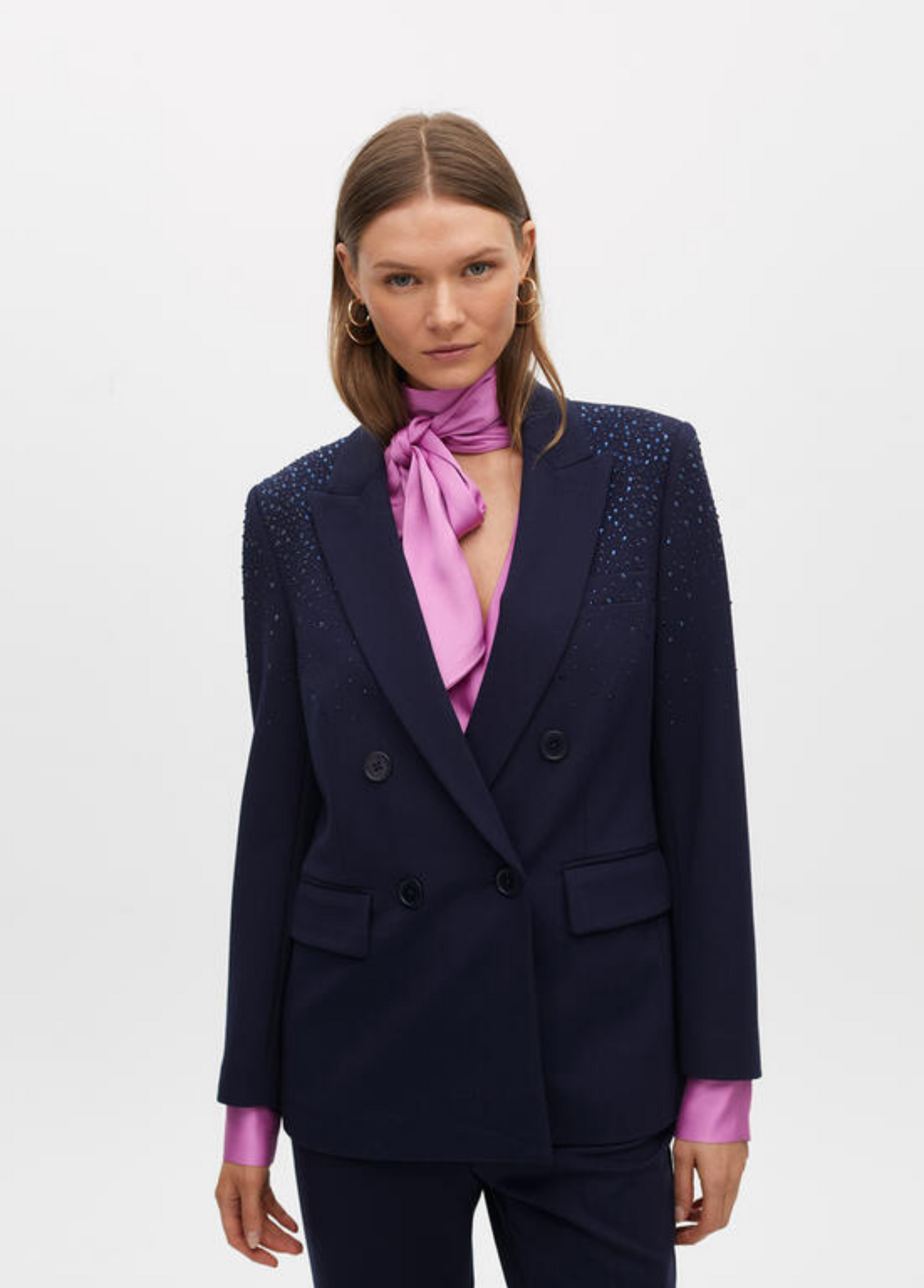 BLAZER AZUL MARINHO COM APLICAÇÕES DE BILHO - LOLA CASADEMUNT