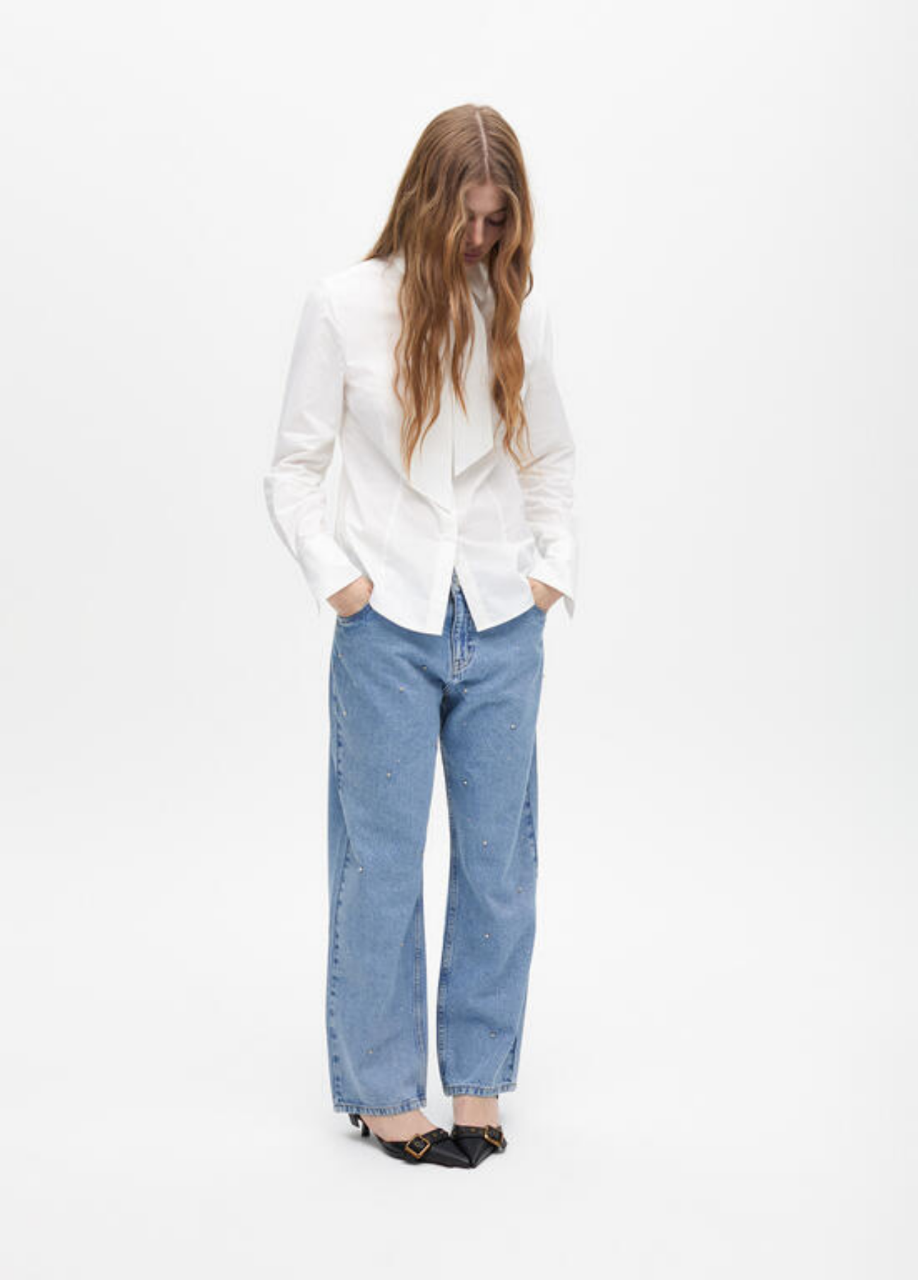 CAMISA BRANCA COM LAÇO REMOVÍVEL - LOLA CASADEMUNT