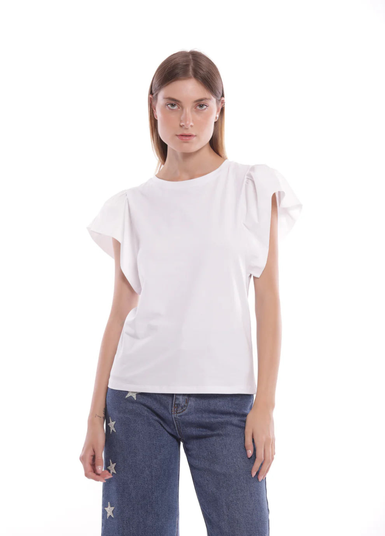 T-SHIRT COM MANGAS VOULANT - MIMI MUA