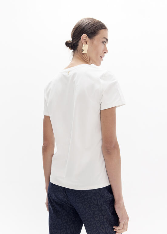 T-SHIRT BRANCA COM LEOPARDO AZUL - LOLA CASADEMUNT