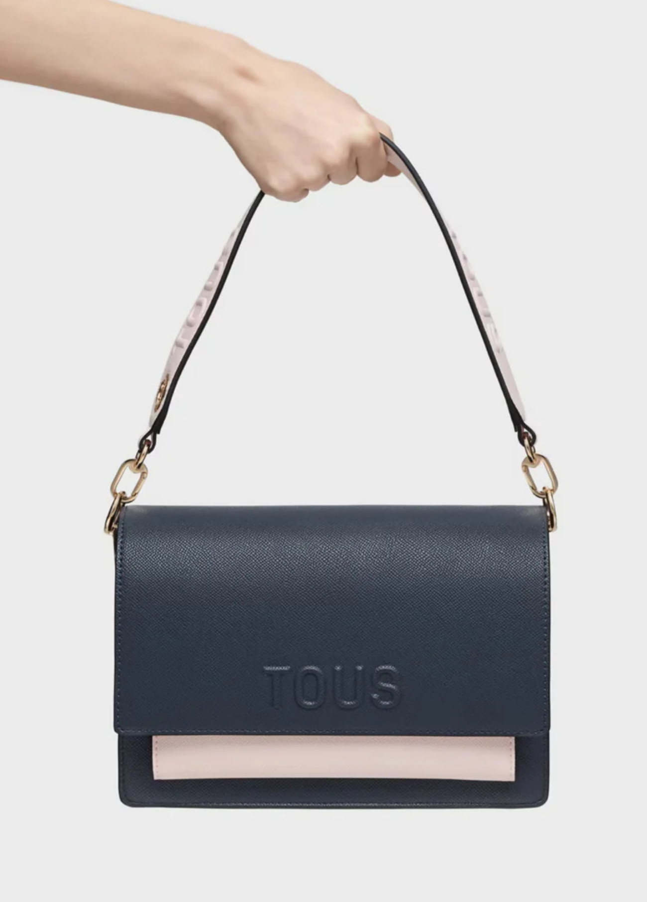 MALA DE TIRACOLO MÉDIA AZUL E ROSA AUDREE SAFIANO - TOUS