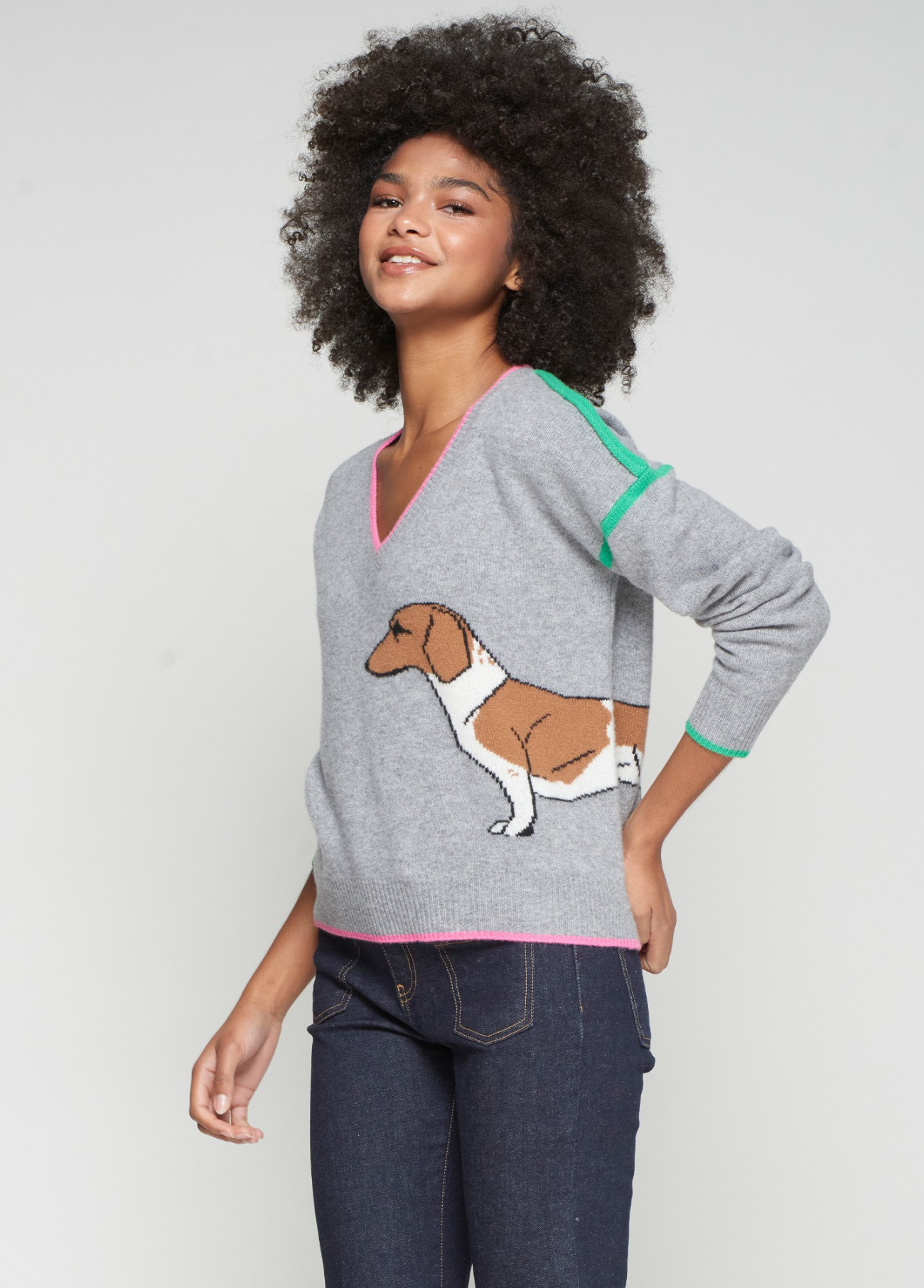 SUÉTER DE LÃ CINZA DACHSHUND - VILAGALLO