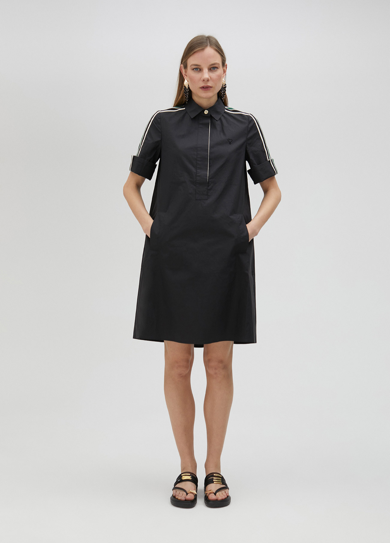 VESTIDO CAMISEIRO COM RISCAS NAS MANGAS - LOLA CASADEMUNT
