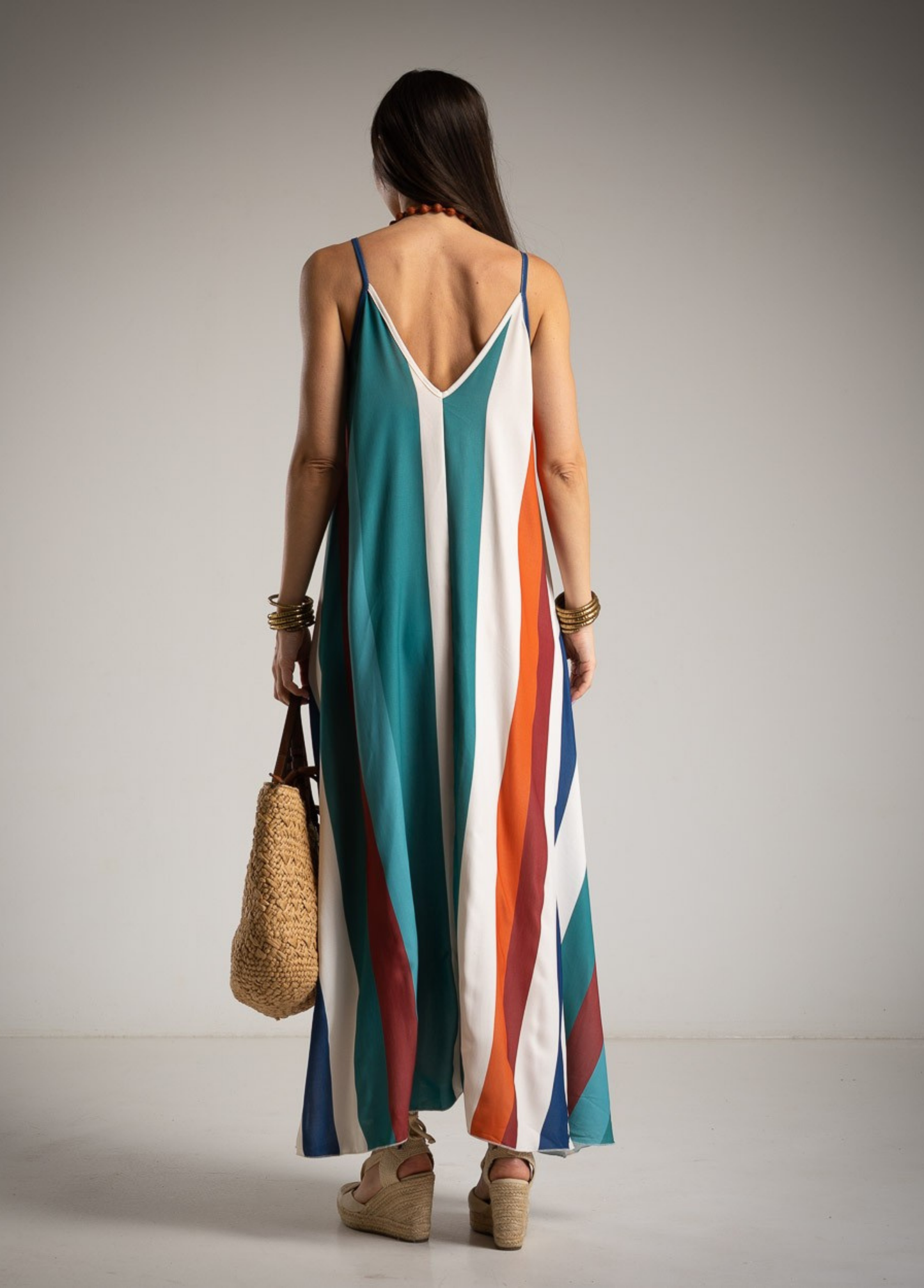 VESTIDO COM RISCAS DIAGONAIS - ALIBY