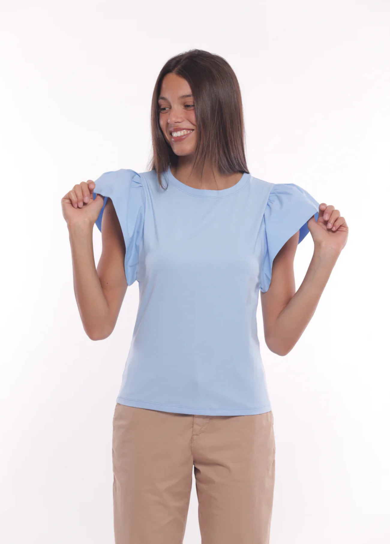 T-SHIRT COM MANGAS VOULANT - MIMI MUA