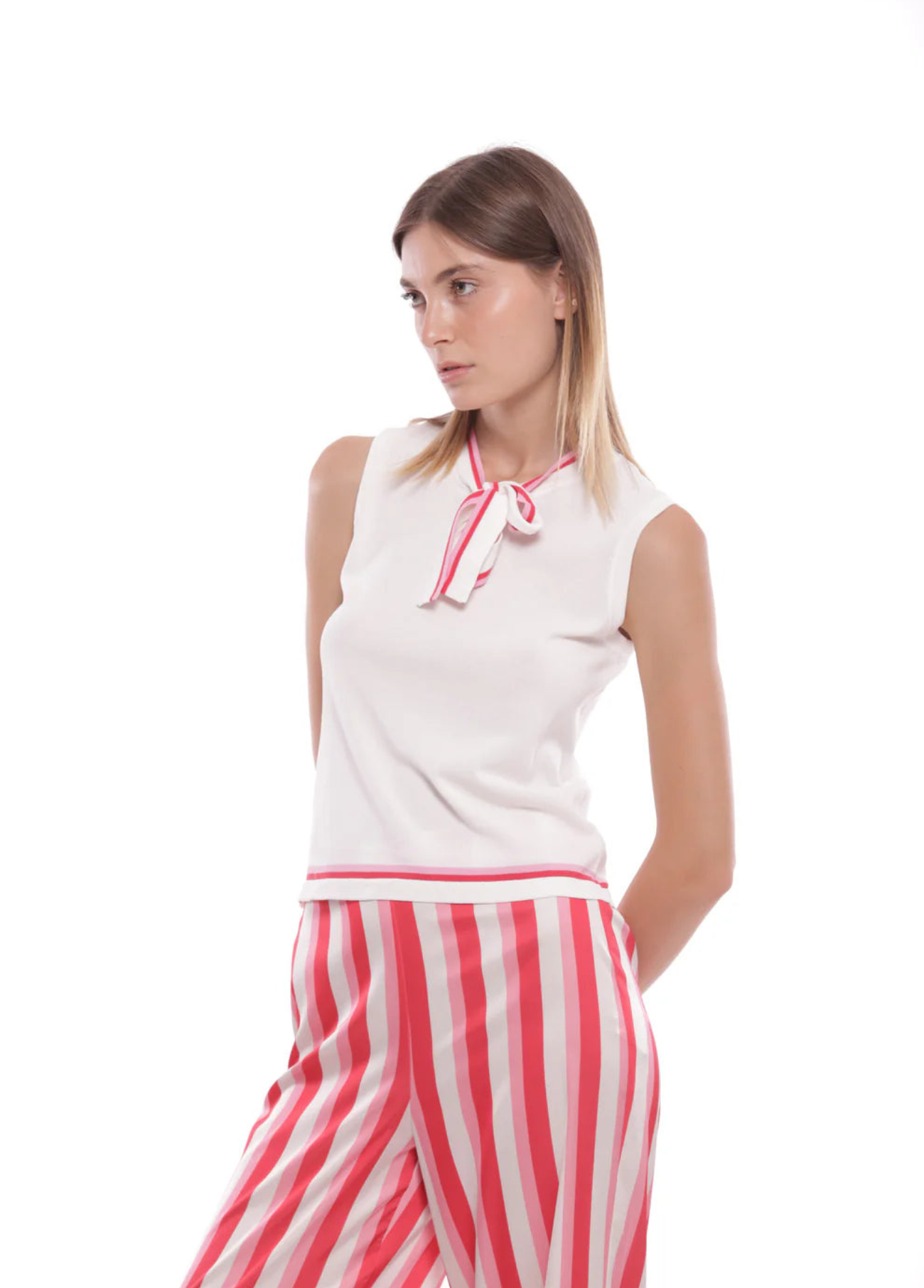 TOP DE MALHA COM GRAVATA BICOLOR - MIMI MUA
