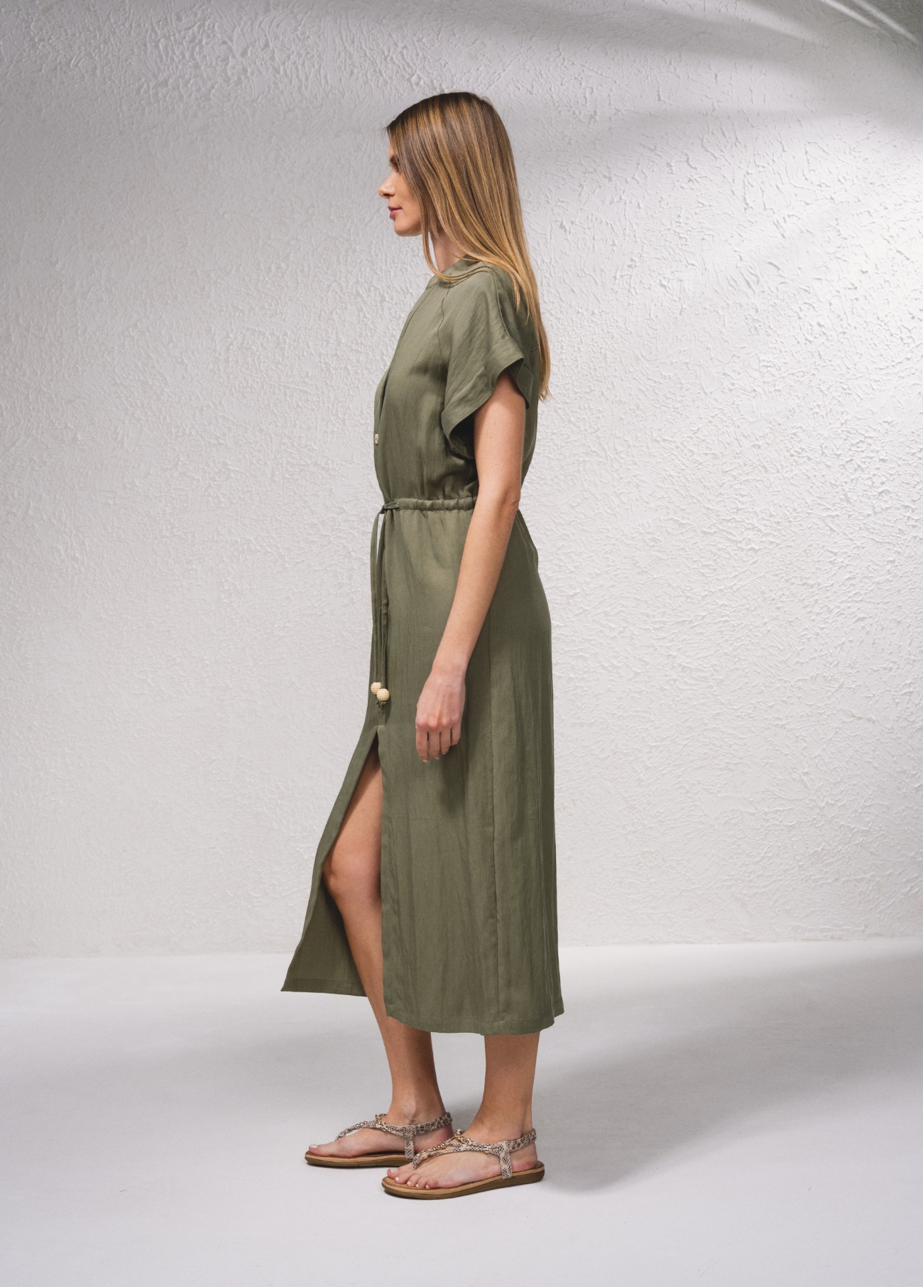 VESTIDO CAMISEIRO COM CORDÃO NA CINTURA - SMF