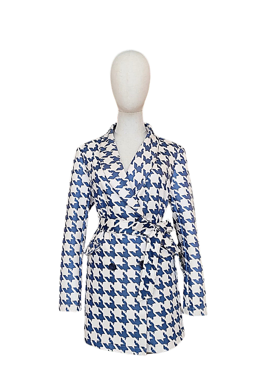 TRENCH EM PIED DE POULE AZUL - ALIBY