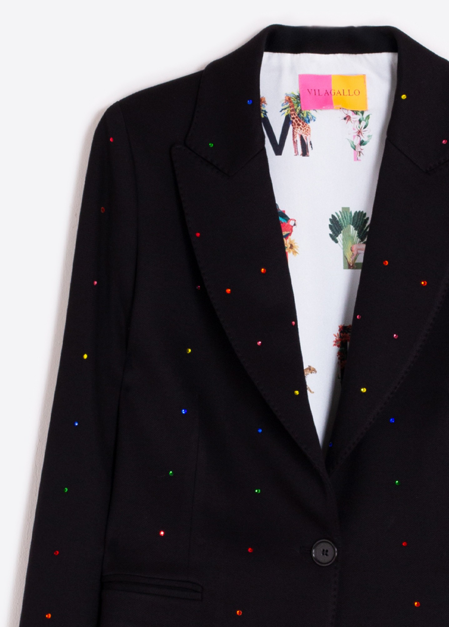 BLAZER PRETO COM STRASS COLORIDO - VILAGALLO