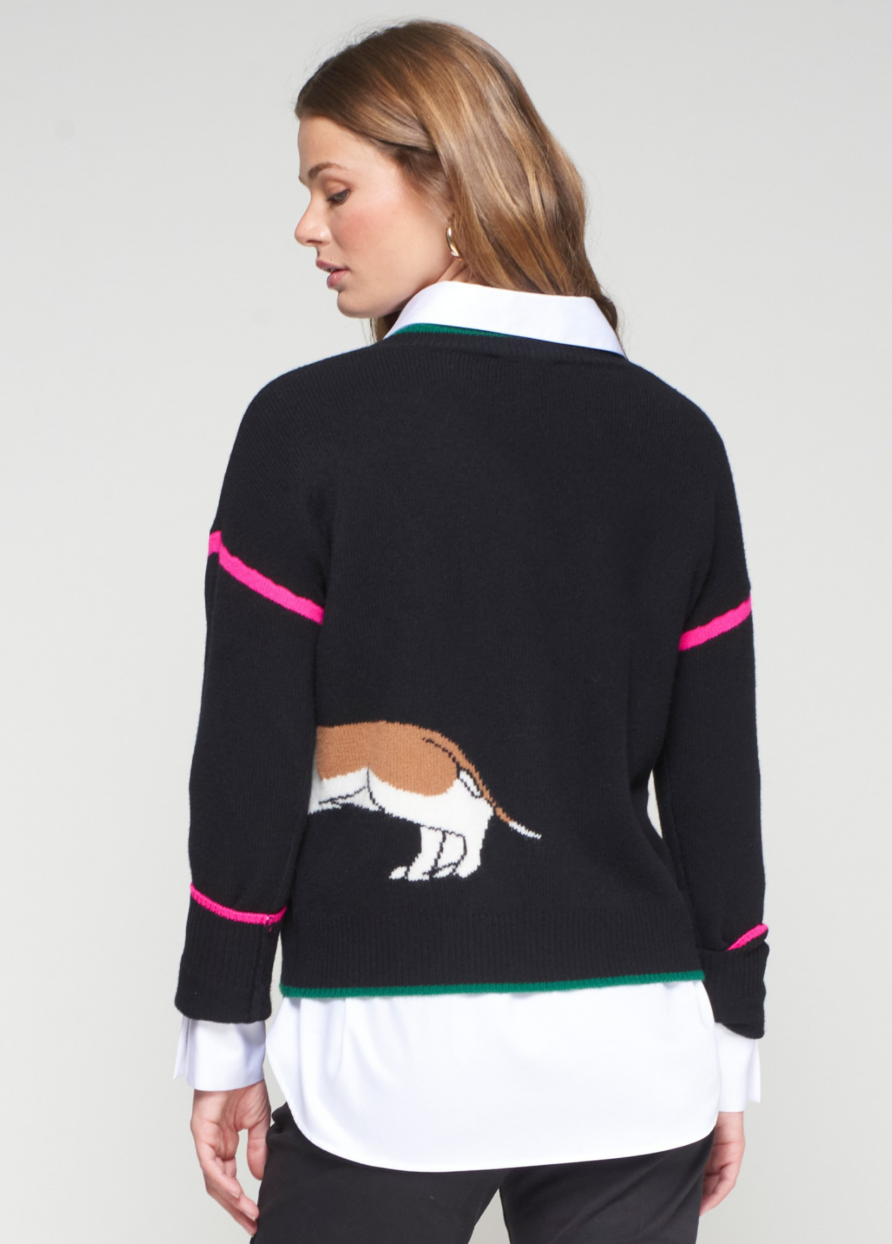 CAMISOLA DE MALHA PRETA COM DACHSHUND - VILAGALLO