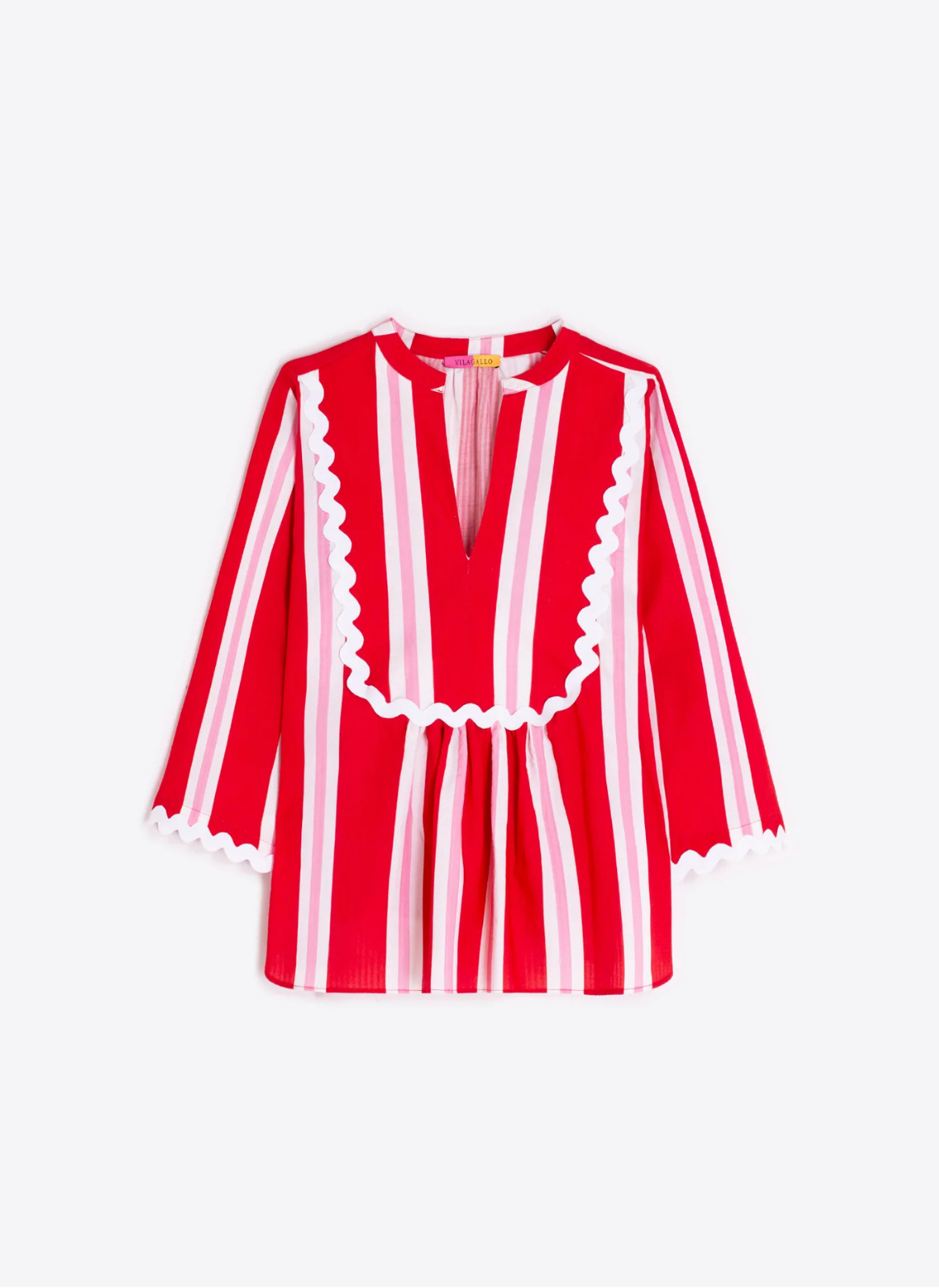 CAMISA VERMELHA COM RISCAS VERTICAIS BICOLOR - VILAGALLO
