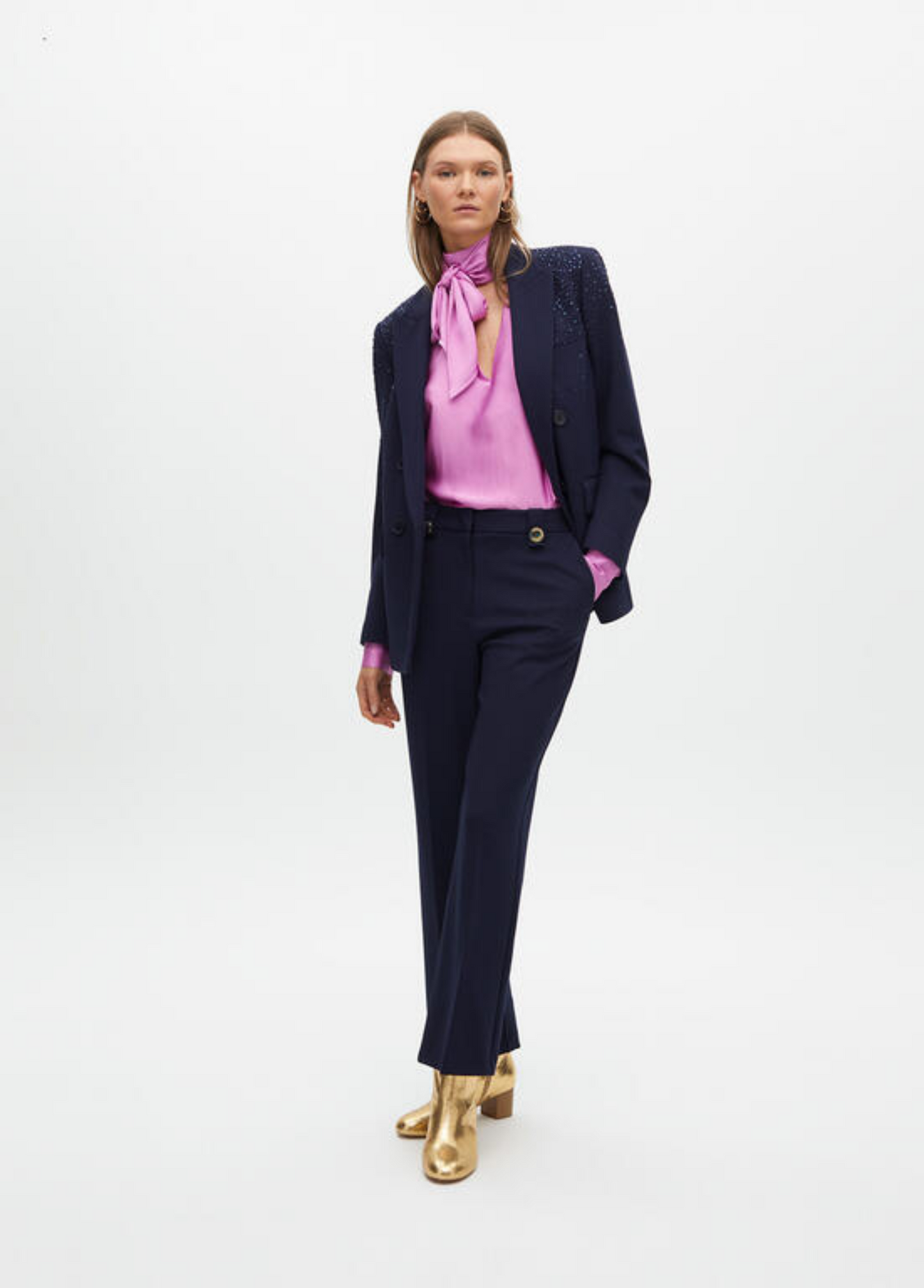 BLAZER AZUL MARINHO COM APLICAÇÕES DE BILHO - LOLA CASADEMUNT