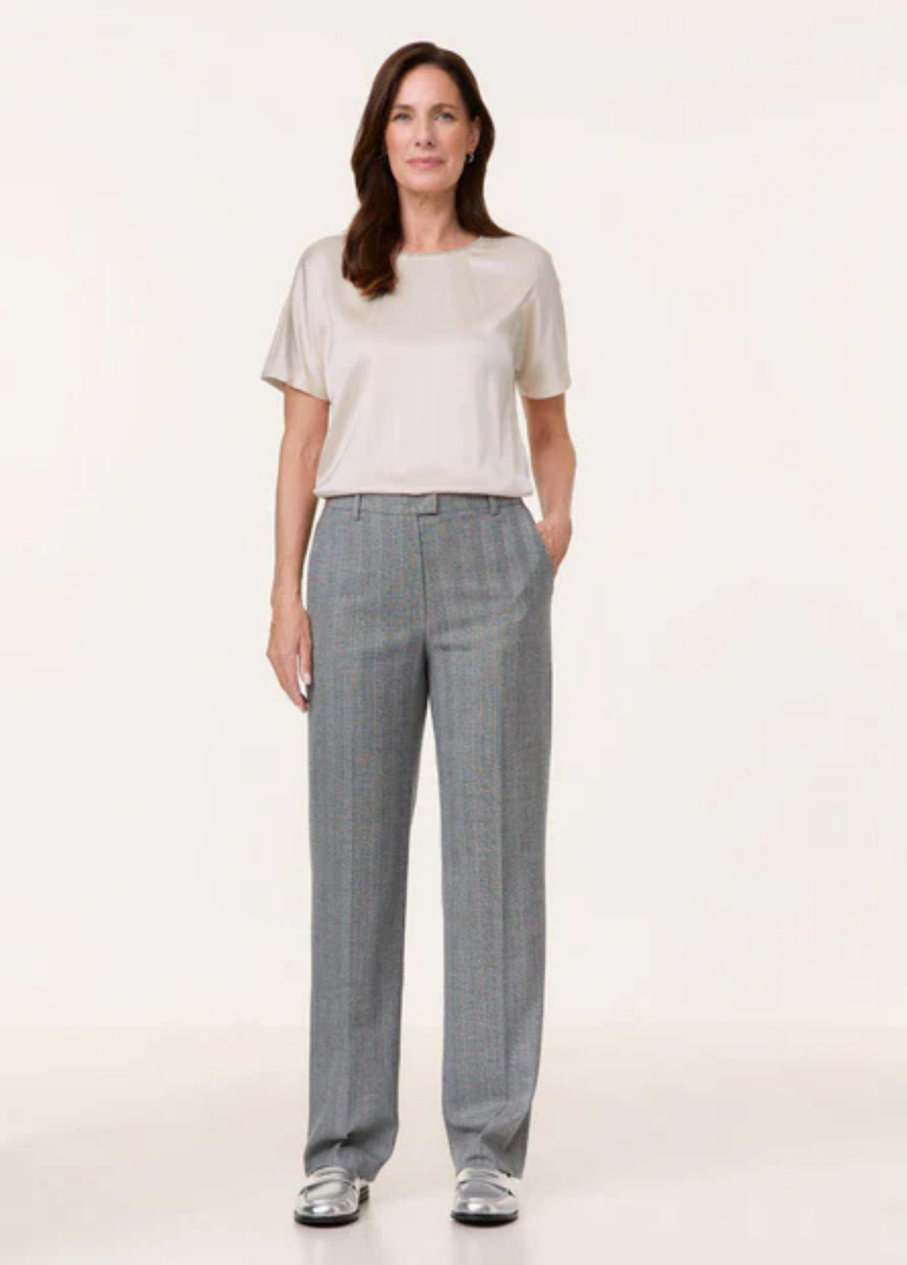 CALÇAS DE TECIDO ELEGANTES COM RISCAS - GERRY WEBER