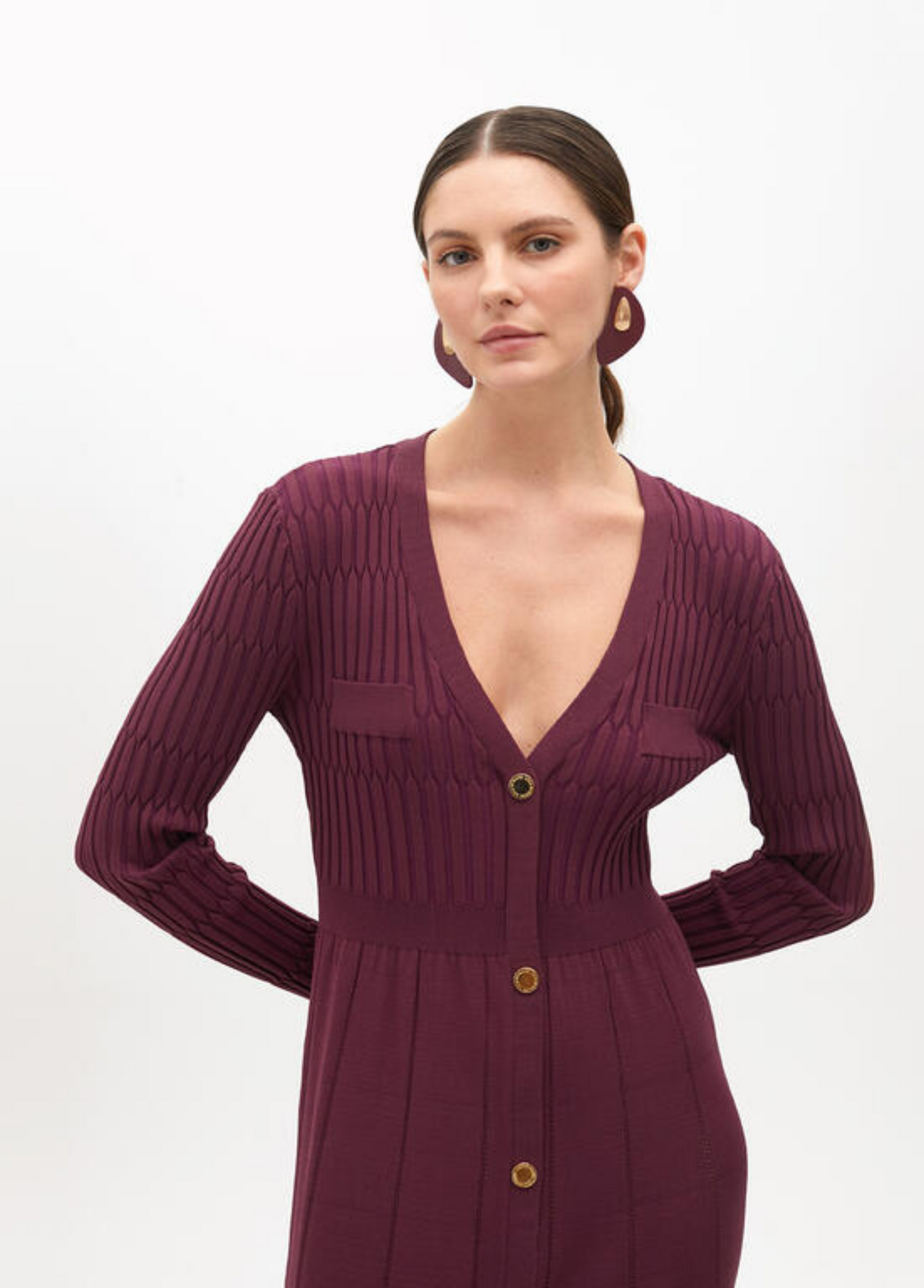 VESTIDO DE MALHA COM BOTÕES - LOLA CASADEMUNT