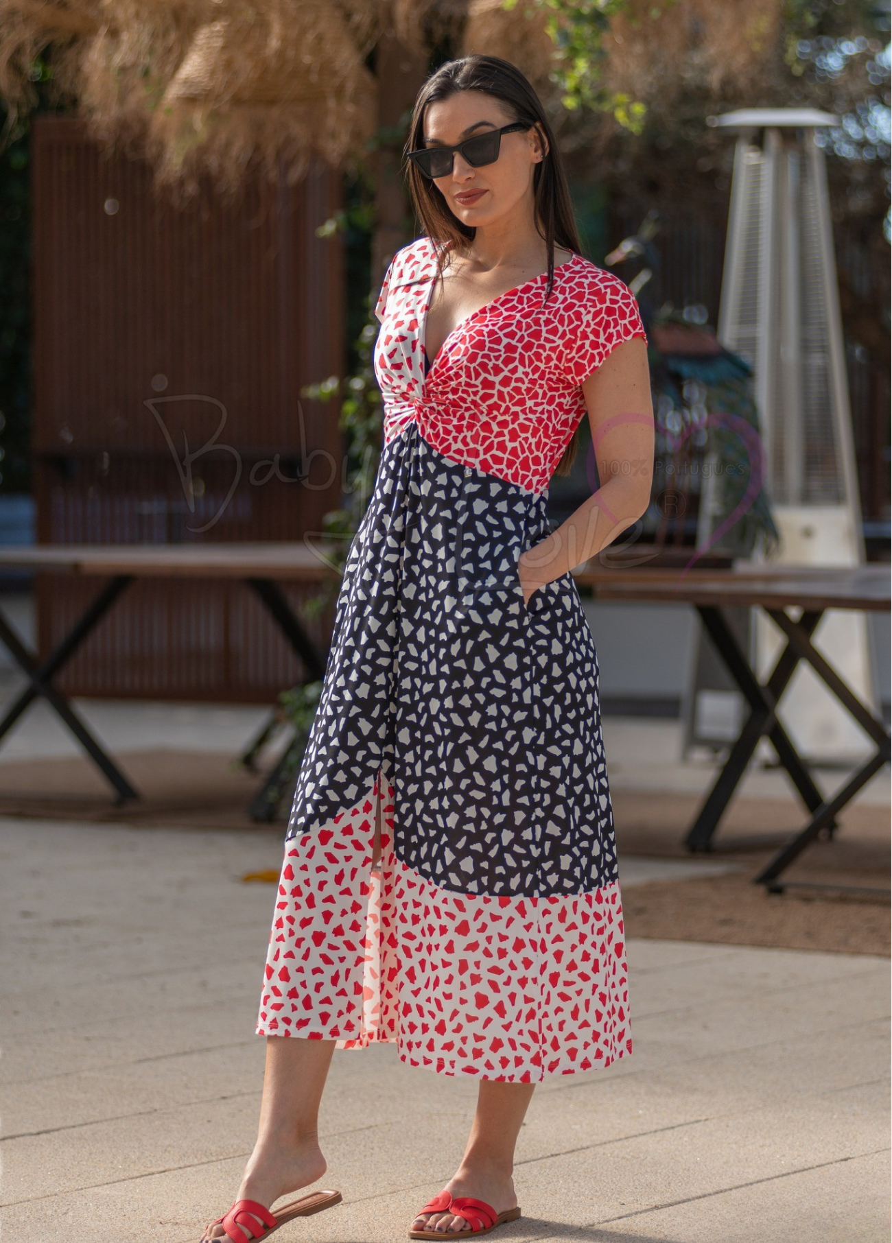 VESTIDO ESTAMPADO COM PINTAS EM MALHA FRIA - BABY LOVE