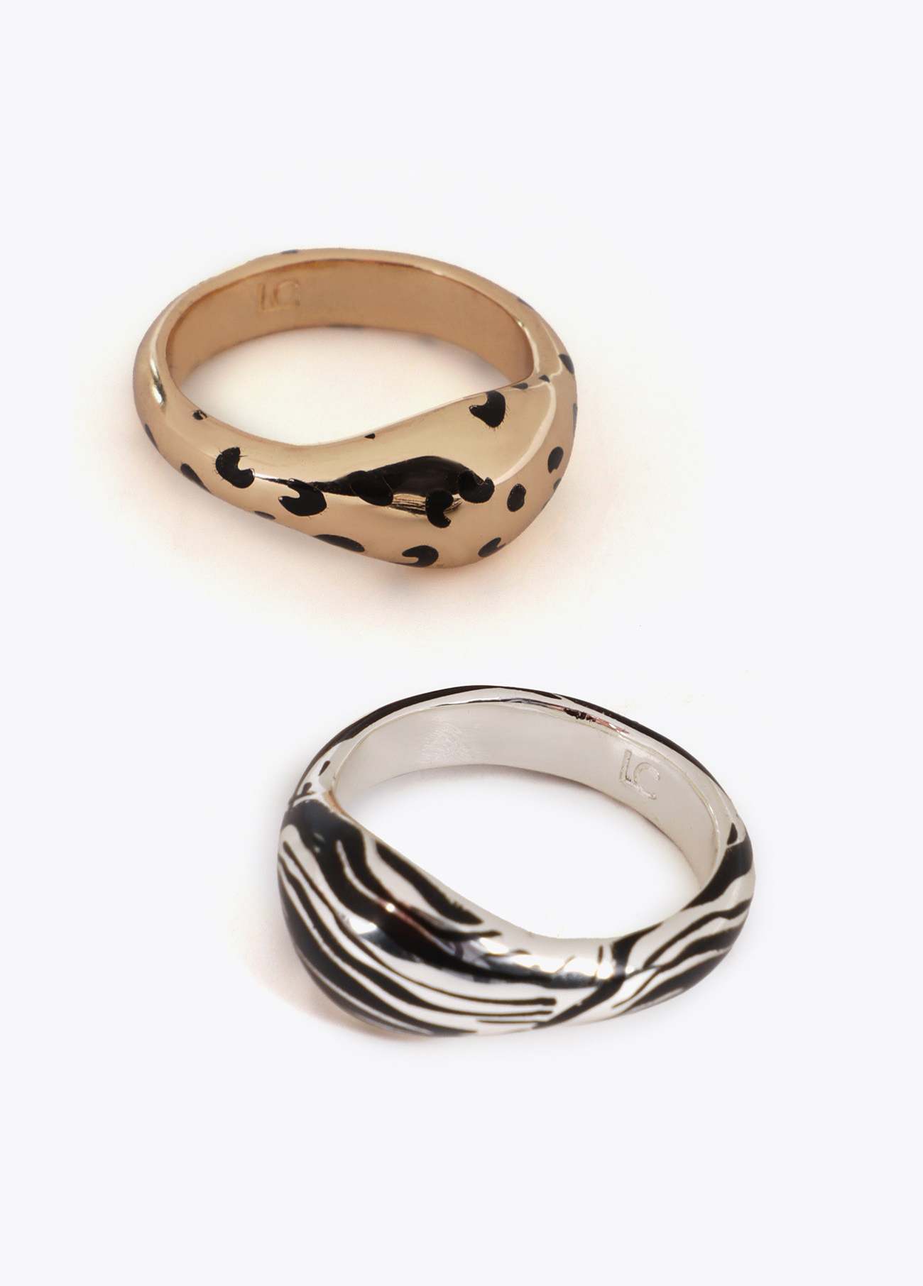 CONJUNTO DE ANÉIS BICOLOR ESTAMPA ANIMAL - LOLA CASADEMUNT
