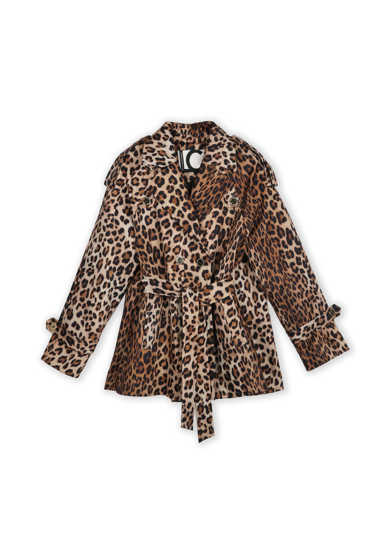TRENCH COAT CURTA DE ANIAML PRINT COM CINTO - LOLA CASADEMUNT
