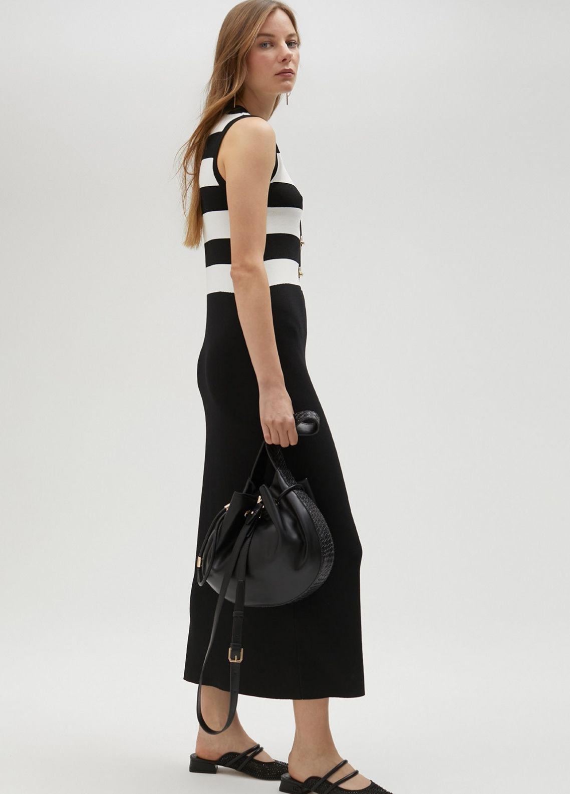 VESTIDO DE MALHA BICOLOR - LOLA CASADEMUNT