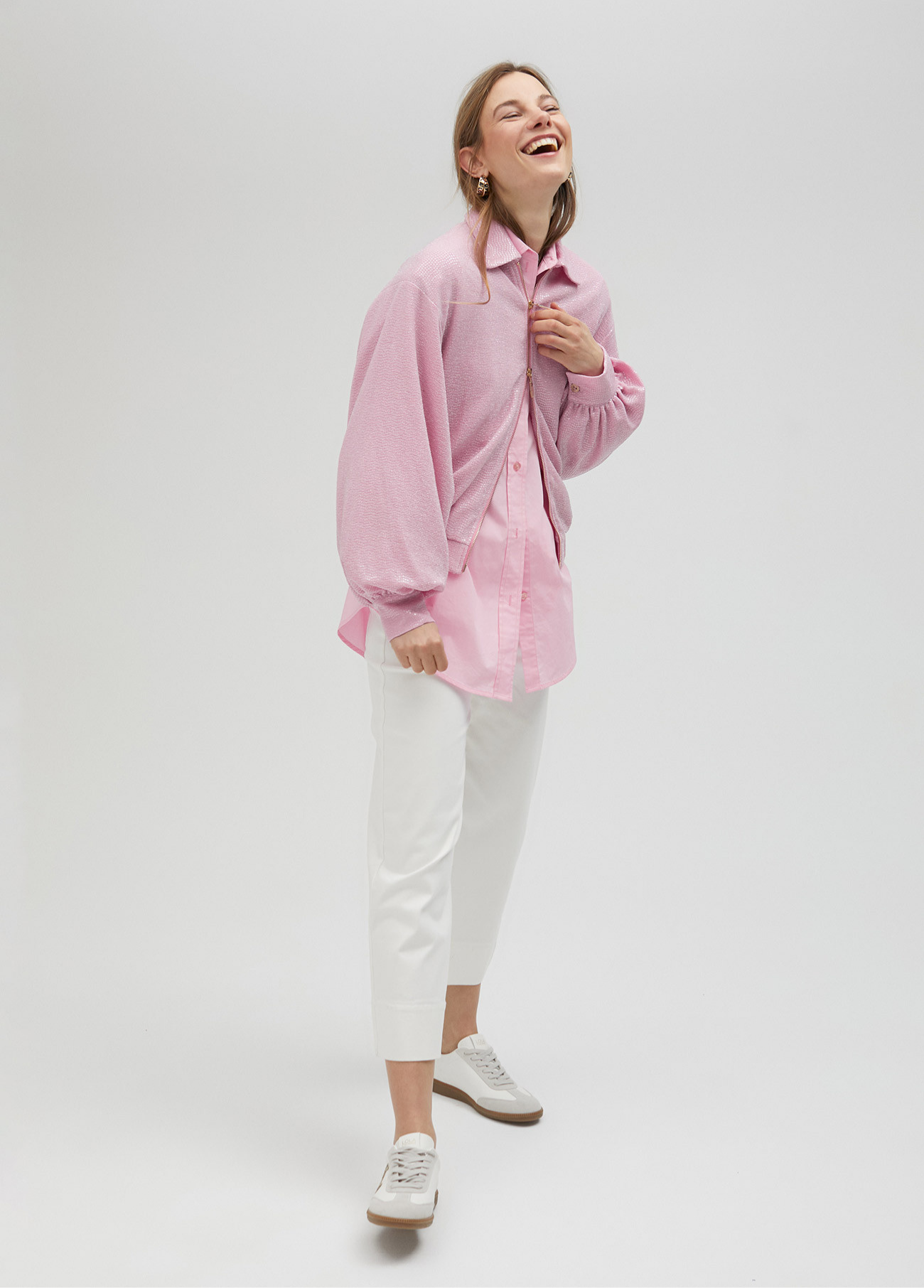 CASACO BOMBER DE LANTEJOULAS ROSA - LOLA CASDEMUNT