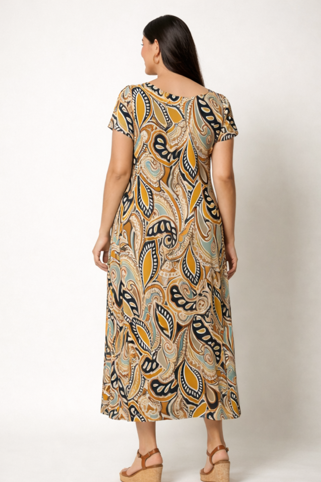 VESTIDO MIDI DE TULE ESTAMPADO COM APLICAÇÕES DE MADEIRA - AN VITO