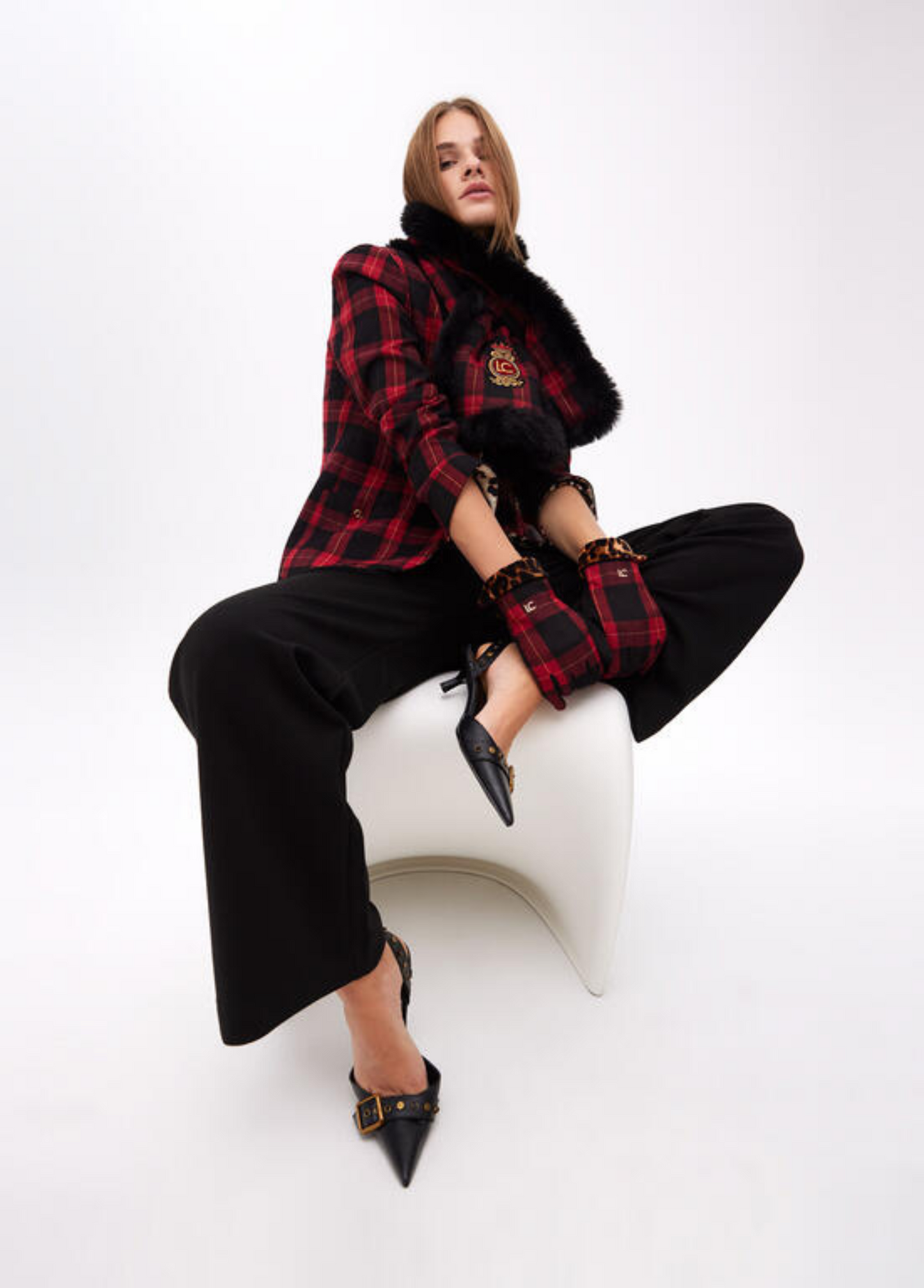 LUVAS COM XADREZ E PUNHO ANIMAL PRINT - LOLA CASADEMUNT