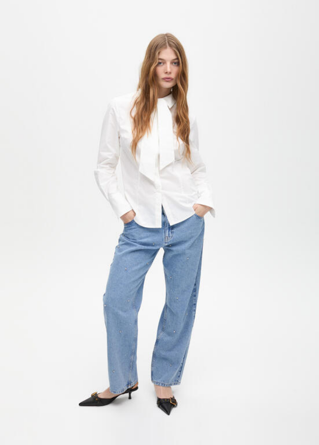 CAMISA BRANCA COM LAÇO REMOVÍVEL - LOLA CASADEMUNT