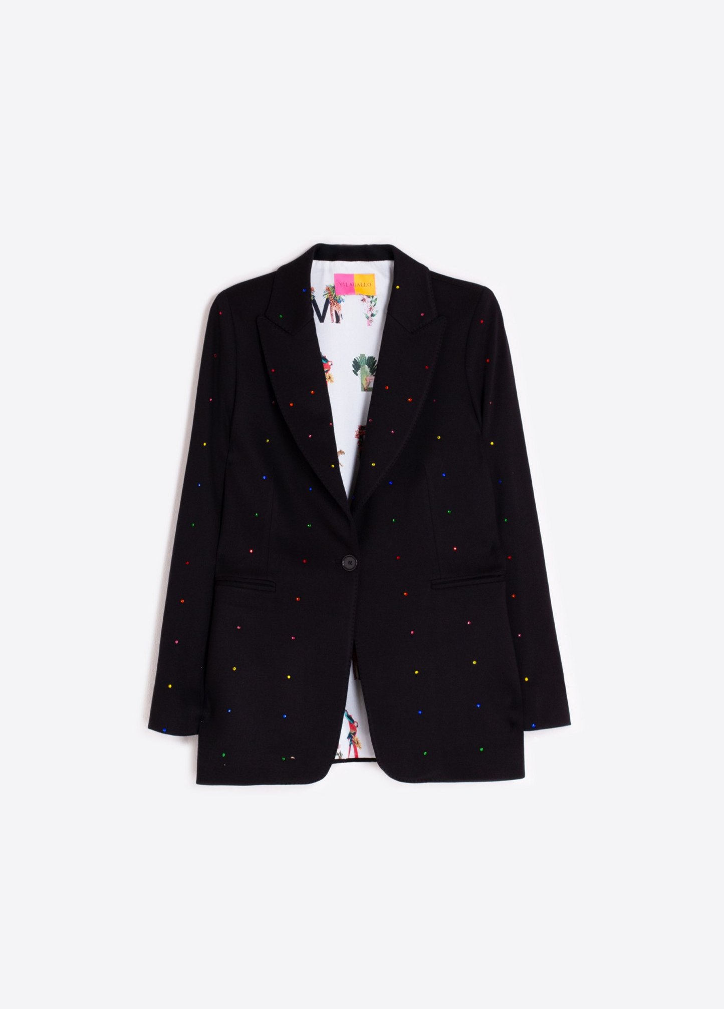 BLAZER PRETO COM STRASS COLORIDO - VILAGALLO