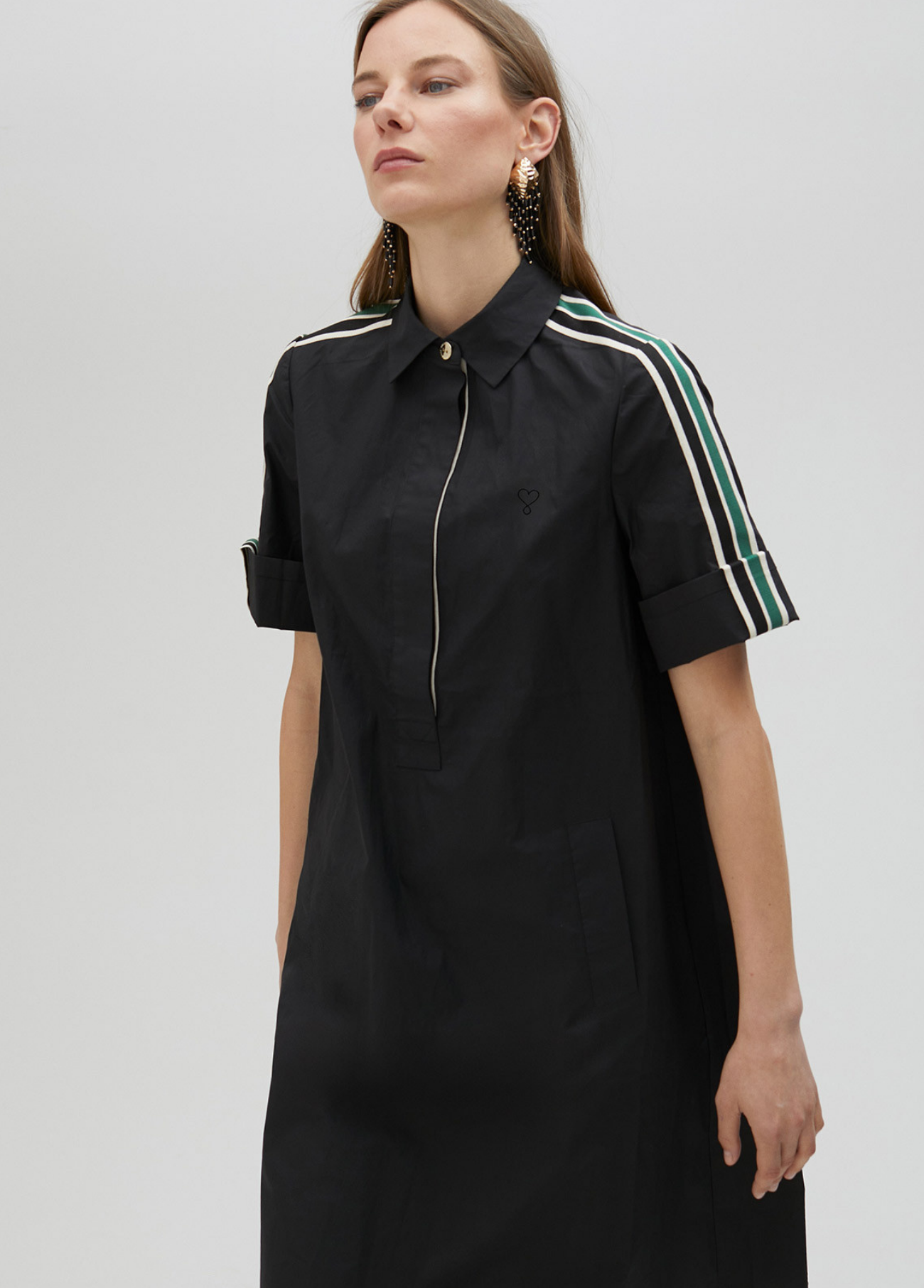 VESTIDO CAMISEIRO COM RISCAS NAS MANGAS - LOLA CASADEMUNT