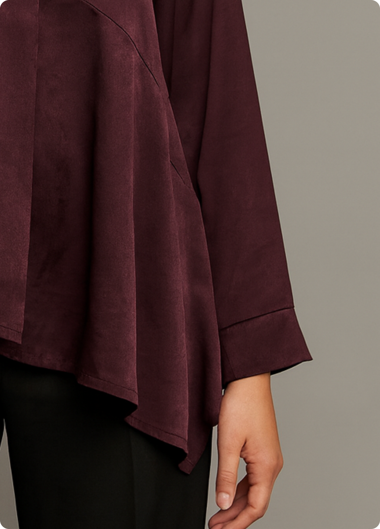 CAMISA ACETINADA CORTE ASSIMÉTRICO - ADET