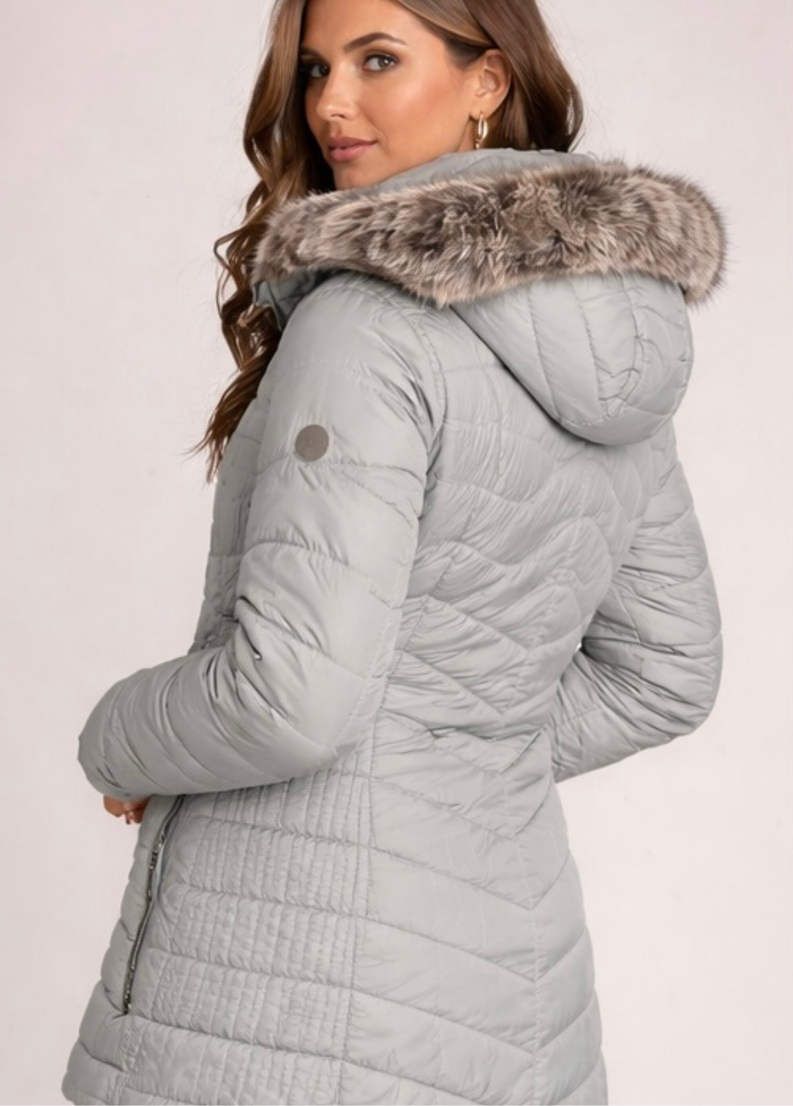 PARKA ACOLCHOADA COM CAPUZ VERDE ÁGUA - BARBARA LEBEK