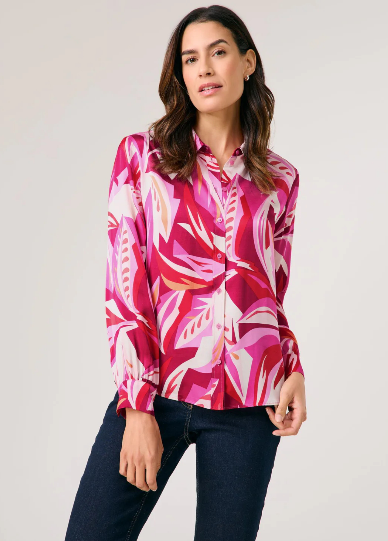 BLUSA DE CETIM COM PADRÃO FLORAL MULTICOLORIDO - GERRY WEBER