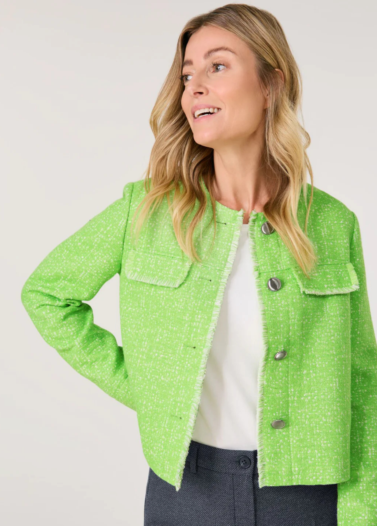JAQUETA BLAZER DE TWEED EM VERDE - GERRY WEBER