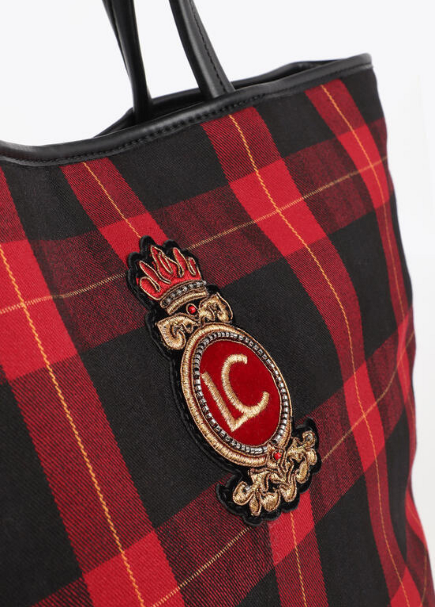 MALA SHOPPER EM XADREZ COM EMBLEMA - LOLA CASADEMUNT
