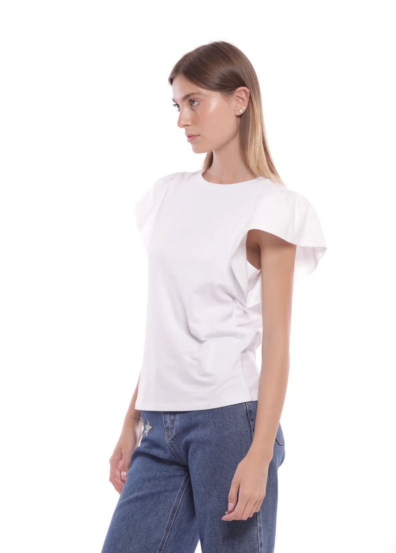 T-SHIRT COM MANGAS VOULANT - MIMI MUA