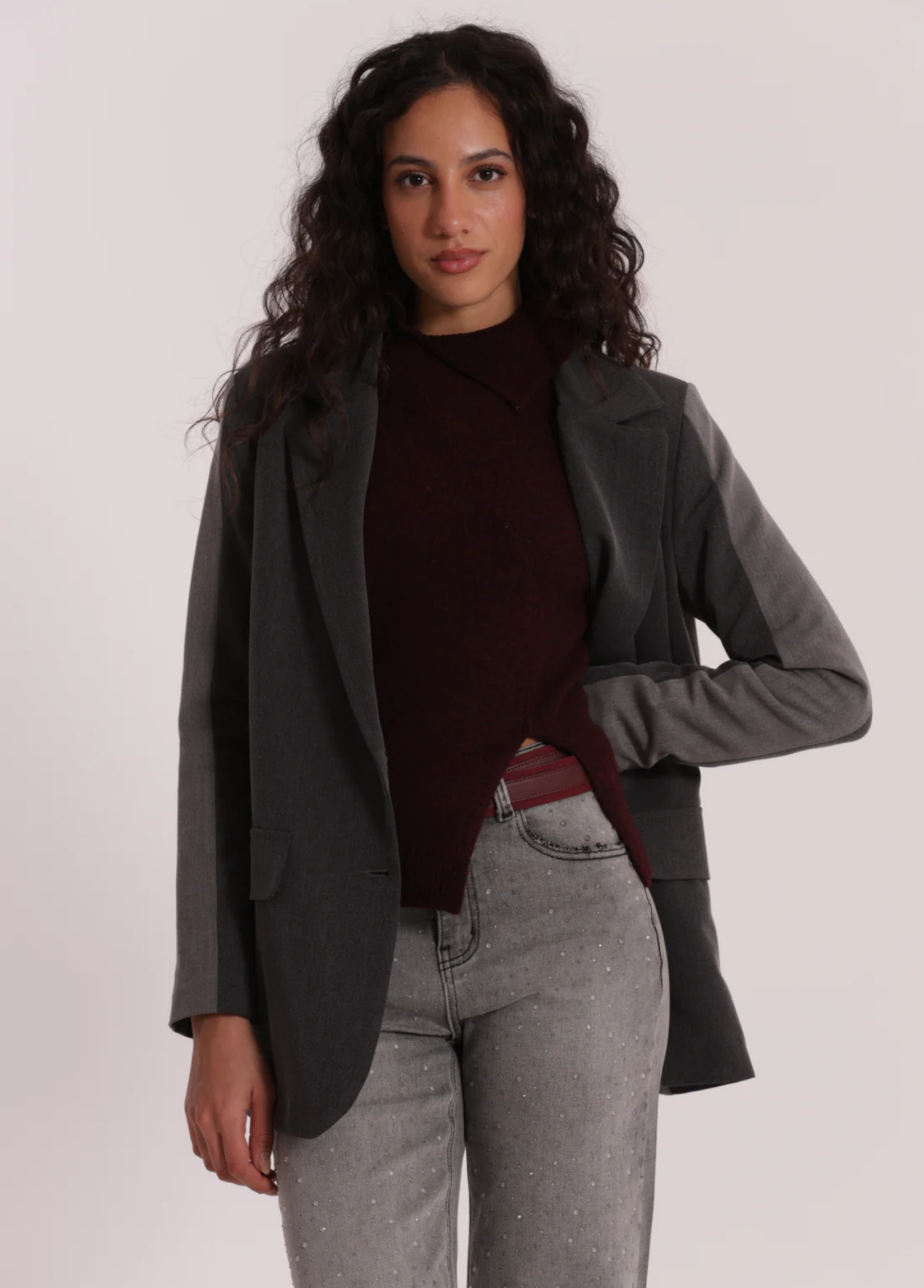 BLAZER BICOLOR EM 2 TONS DE CINZA - MIMI MUA