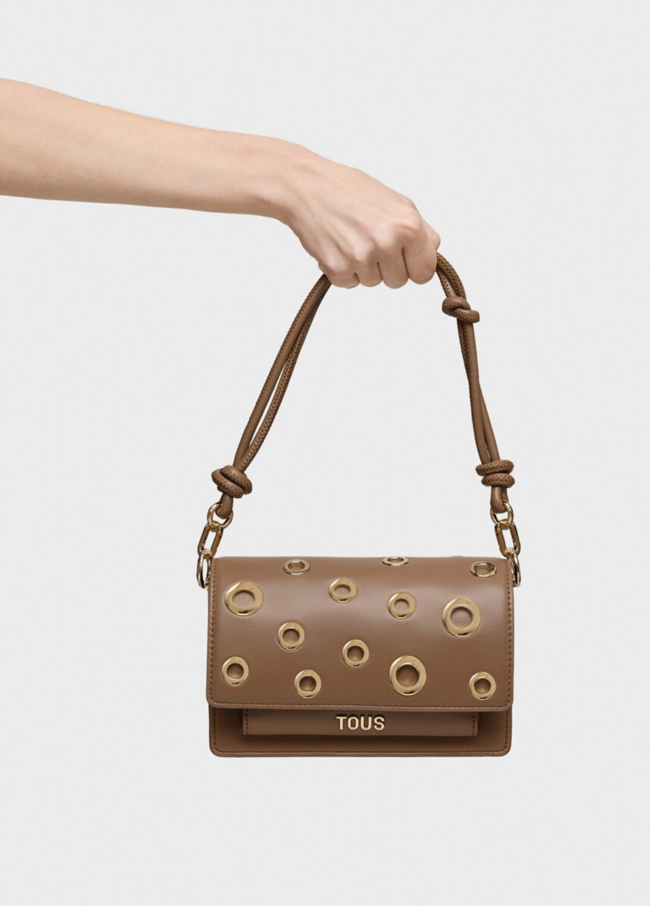 MALA AUDREE TIRACOLO COM ILHOSES CAMEL - TOUS