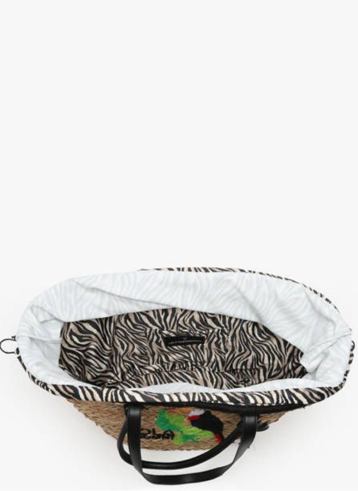 CESTA DE PALHINHA COM TUCANO E ZEBRA - LOLA CASADEMUNT