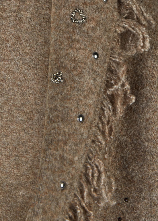 CARDIGAN COM FRANJAS E STRASS BEGE - RABE